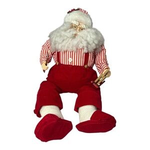 Vintage Sitting Santa with Slippers 13" Tall Rocking Horse Paint Brush Porcelain